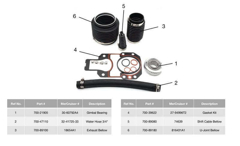 UANOFCN 803099T1 Transom Seal Bellows Kit for MerCruiser Alpha One Gen 2 1991 and up Stern Drive Maintenance Kit 30-803099T1 - Image 3